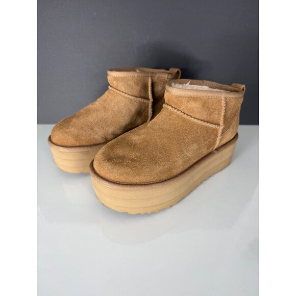 UGG Classic Ultra Mini Platform Ankle Boots Chestnut Women's US 5 EU 36 UK 3 - Picture 2 of 7